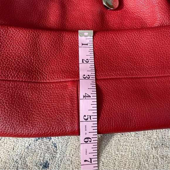 Furla Pebbled Leather Hobo Handbag Deep Red - Picture 13 of 15